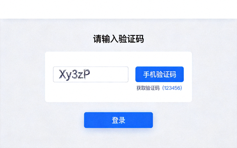 登录过程中的图形验证码或手机验证码验证界面截图