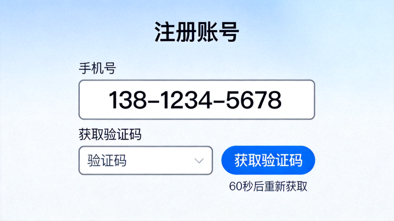 注册页面中获取手机验证码区域的界面截图