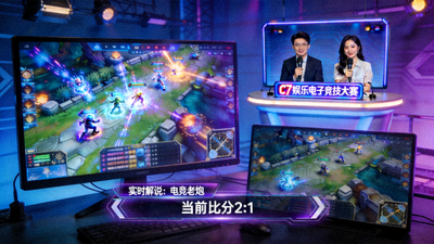 C7娱乐电子竞技大赛直播画面，展示热门游戏对战实况与解说