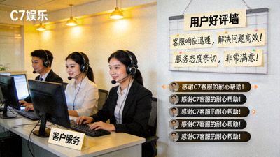 C7娱乐官方网站展示其客户服务团队工作与用户反馈的场景